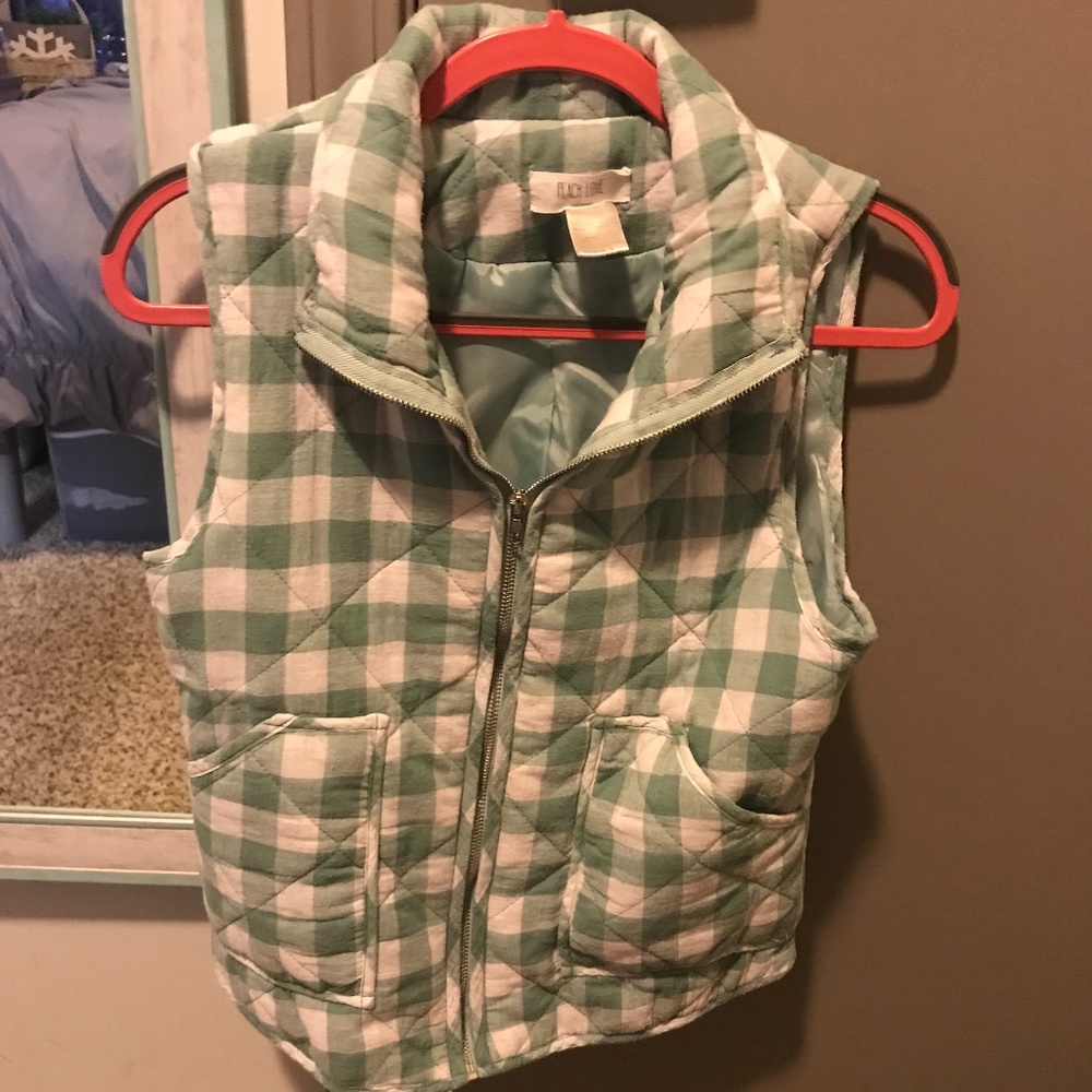Green and White Checkered Vest